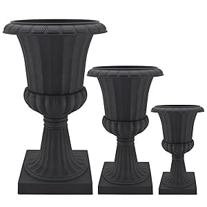 deluxe pedestal plastic urn sizes tabletop entrance entryway decor outdoor indoor