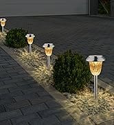 Alpine Corporation QLP724SLR-4 Powered LED Stakes Solar Pathway Light, Silver