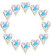 12pcs AB Coating Crystal Heart Prism Suncatcher, Heart Prisms Rainbow Maker, Window Sun Catcher C...