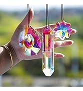 H&D HYALINE & DORA Set 3pcs Colorful Crystal Suncatcher Window Hanging Ornaments Chandelier Lamp ...