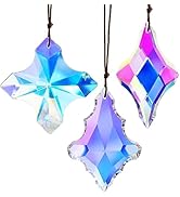 3pcs AB Coating Crystal Prism Suncatcher,Outdoor Hanging Prisms Suncatcher,Glass Rainbow Sun Catc...