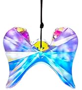 AB Coating Angel Prism Suncatcher Hanging Crystals, Glass Angel Wing Rainbow Sun Catcher,Prism Cr...