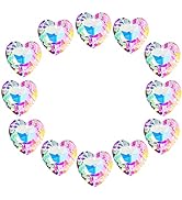 12pcs Colorful Crystal Heart Prism Suncatcher, Heart Prism Chandelier Drop Parts Window Sun Catch...