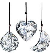 H&D HYALINE & DORA Clear Suncatcher Crystal Prism Ball Heart Moon Window Decor Ornament,Hanging C...