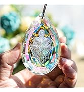 H&D HYALINE & DORA 89mm/3.5in Crystal Suncatchers for Windows,Crystal Prism Suncatcher,Hanging Cr...