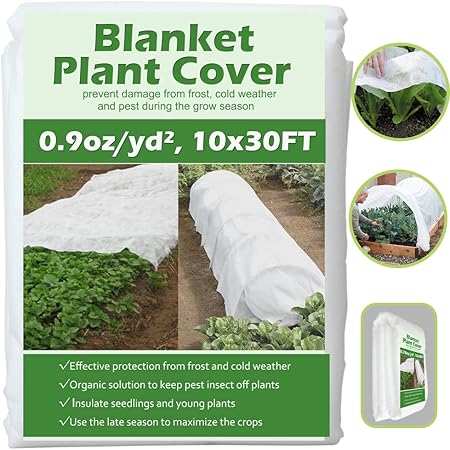 Valibe Plant Covers Freeze Protection 10 ft x 30 ft Floating Row Cover Garden Fabric Plant Cover for Winter Frost / Sun Pest Protection (10FT X 30FT)