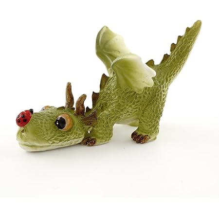 Top Collection 4414 Miniature Fairy Garden & Terrarium Mini Dragon Playing with Ladybug Statue, Small