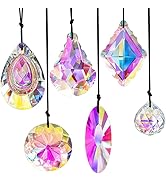 6pcs AB Crystal Prisms Hanging Suncatcher,30mm/45mm/63mm Rainbow Maker Hanging Sun Catcher for Wi...