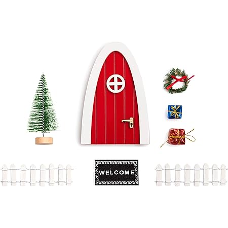 Red Elf Magic Girl Fairy Doors Christmas Decorations/Decorative The Santa's Elves'Enchanted Outdoor Decor for Elf's Night Before Christmas