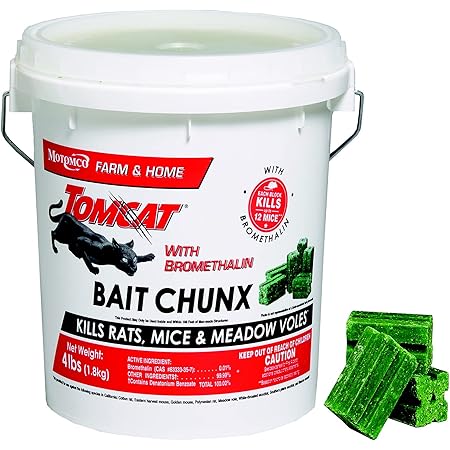 Tomcat With Bromethalin Bait Chunx Pail, Pest Control for Agricultural Buildings and Homes, Kill Rats and Mice, 4 lbs.