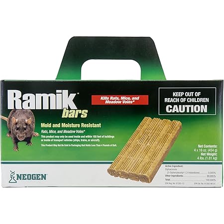 Neogen Ramik Fish Flavored Weather Resistant Rodenticide Bars, 4 x 16 oz Bars (4lb)