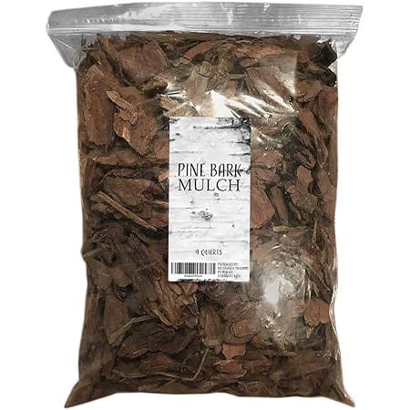 100% Natural Pine Bark Mulch Nuggets (4 Quarts), Small Mulch Chips for Indoor/Outdoor Container Gardening, Ideal for Soil Supplement, Houseplant Mulch