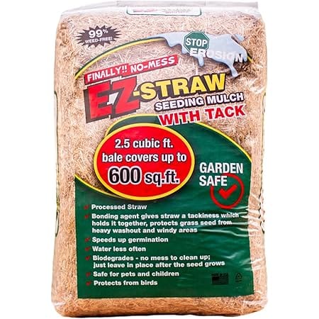 EZ-Straw Seeding Mulch with Tackifier - Biodegradable Processed Straw a 2.5 CU FT Bale (Covers up to 500 sq. ft.)