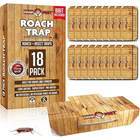 Roach Traps Indoor Sticky (18 Pack) - Glue Traps for Roaches Bug Traps with Roach Bait Traps - Long Lasting Non-Toxic Children and Pet Friendly - Trap a Pest