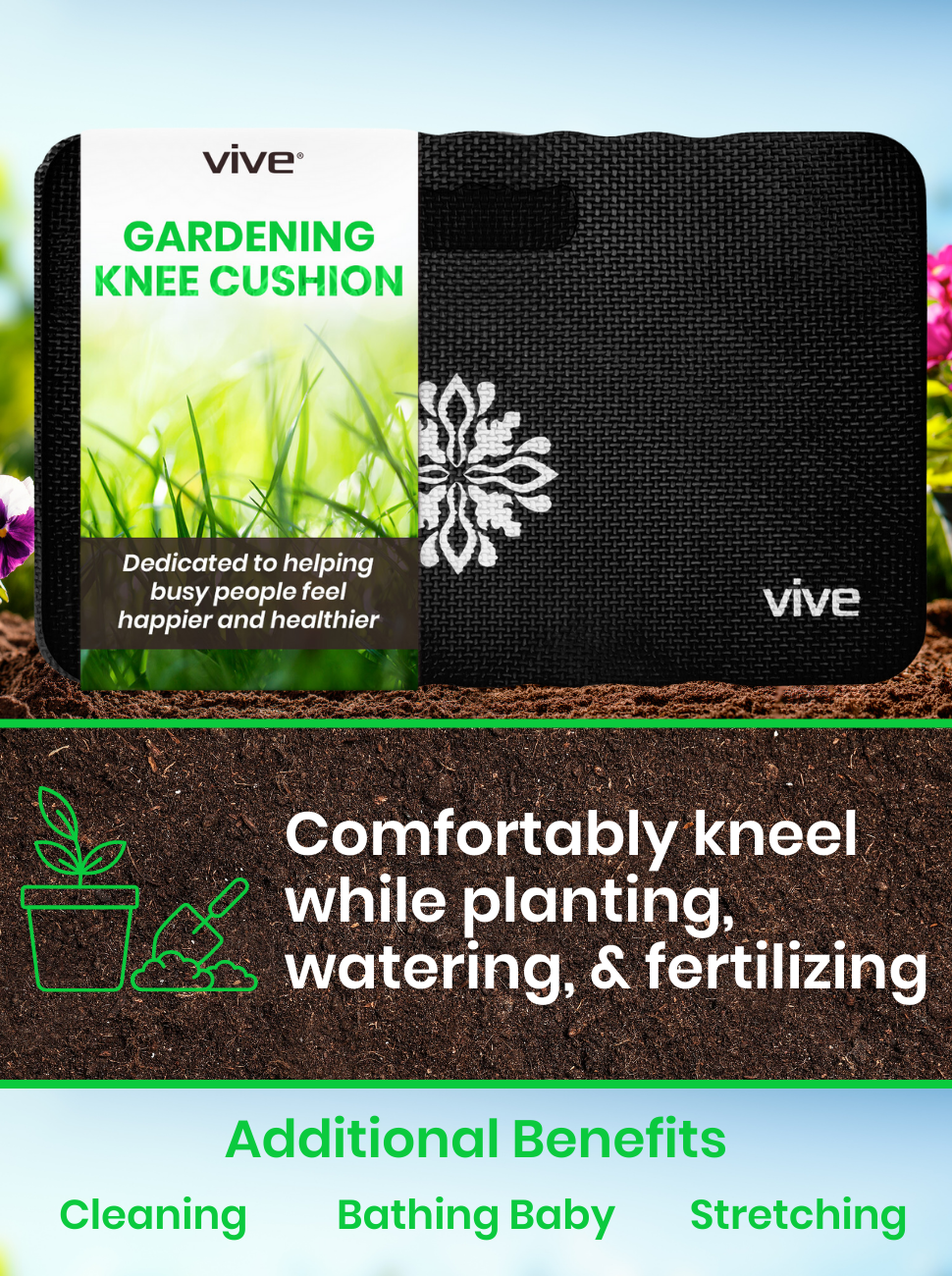 black extra thick kneeling pad for gardening