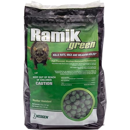 Neogen Ramik Green Fish Flavored Weather Resistant Rodenticide Nuggets, 4 lb bag