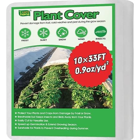 Plant Covers Freeze Frost Protection, 33 FT x 10 FT Frost Cloth Plant Freeze Protection Cover, Frost Blankets for Outdoor Plants, Summer Overheat Prevention and Insects Barrier for Outdoor Plants