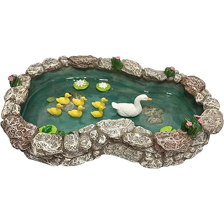 GlitZGlam Duck Pond -Mother and Ducklings! A Miniature Duck Pond for a Miniature Fairy Garden and Miniature Garden Accessories