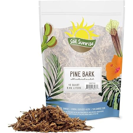 100% Natural Pine Bark Mulch Nuggets (10 Quarts), Small Mulch Chips for Indoor/Outdoor Container Gardening, Ideal for Soil Supplement, Houseplant Mulch, and Terrariums