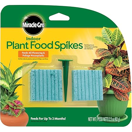 Miracle-Gro Indoor Plant Food Spikes, Includes 48 Spikes - Continuous Feeding for all Flowering and Foliage Houseplants - NPK 6-12-6, Pack of 1