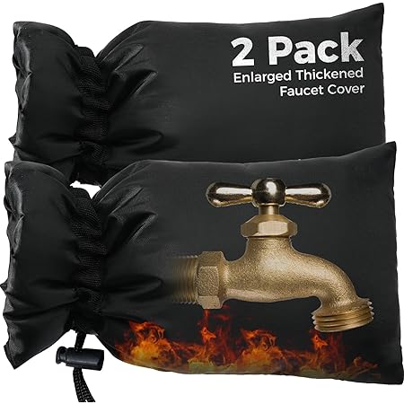 Outdoor Faucet Covers for Winter Freeze Protection, 2 Pack 6.7" x 11" Hose Bib Covers for Winter, Water Spigot Covers Winter Insulated, Pipe Wrap Insulation Cover Socks Outside Faucet Freeze Protector