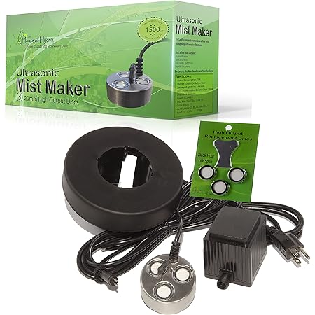 The House of Hydro Commercial 3 Head Mist Maker Kit- (Three Disk Mist Maker, Transformer, Float, 3 Replacement Discs)