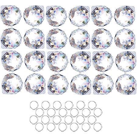 Crystalsuncatcher 24pcs Clear Crystal Ball Prism Suncatcher Rainbow Pendants Maker, Hanging Crystals Prisms for Windows,20mm