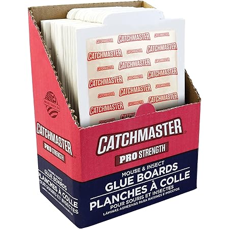 Catchmaster Pro Strength Mouse & Insect Glue Boards 60pk Traps Indoor for Home, Adhesive Bug Catcher, Rat & Rodent Sticky Trap, Non Toxic Bulk Pre-Baited Glue Traps, Pet Safe House Pest Control