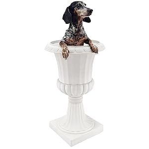 deluxe pedestal urn close up plastic decor planter