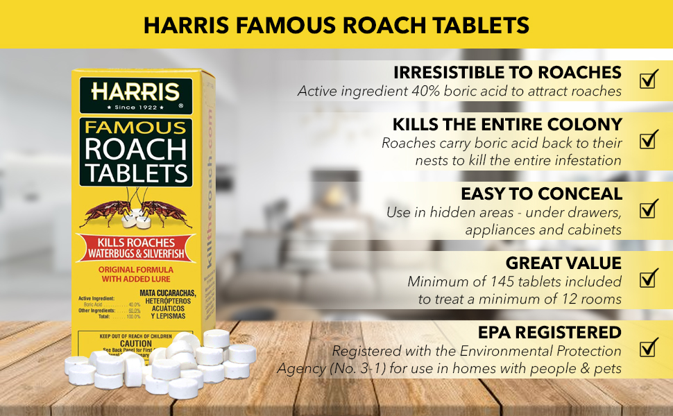 Harris Roach Tablets Boric Acid Roach Killer Lure