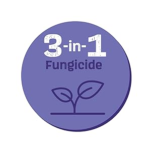 circle icon with plant illustration with headline four in one fungicide