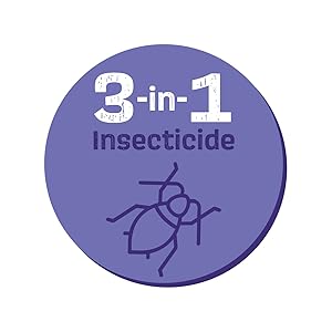 circle icon with insect illustration with headline three in one insecticide